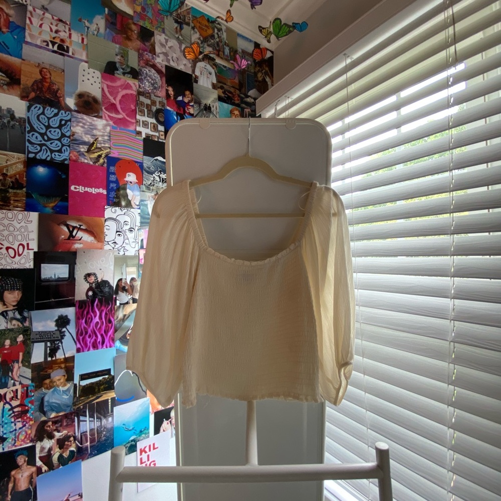 dressy blouse with puff sleeves